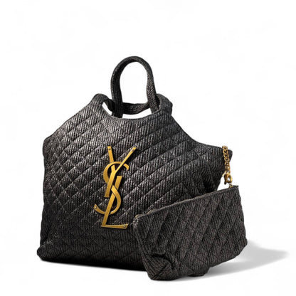 YSL Quilted Tote – Black Luxe with Gold Logo ✨🖤