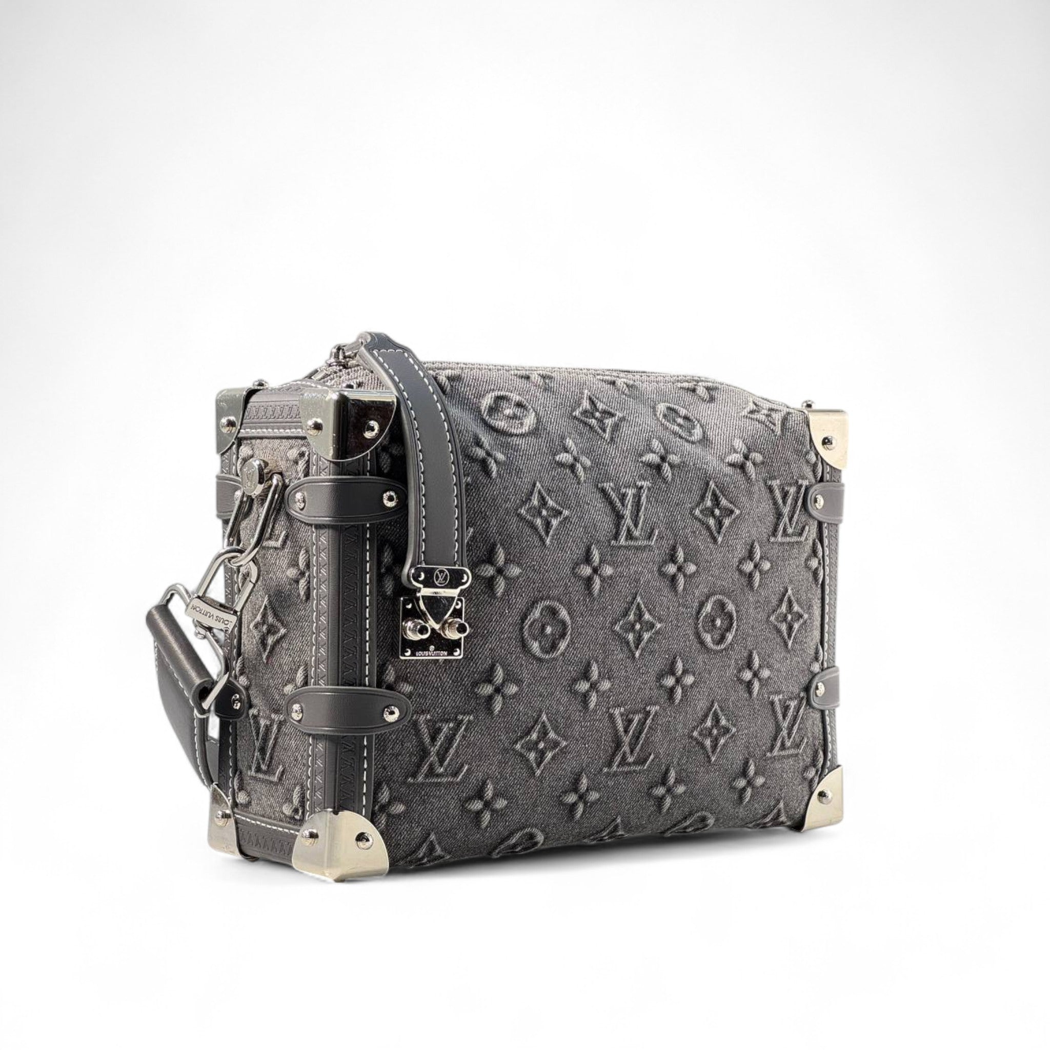 Louis Vuitton Monogram Soft Trunk – Dark Grey Embossed Canvas 🖤✨