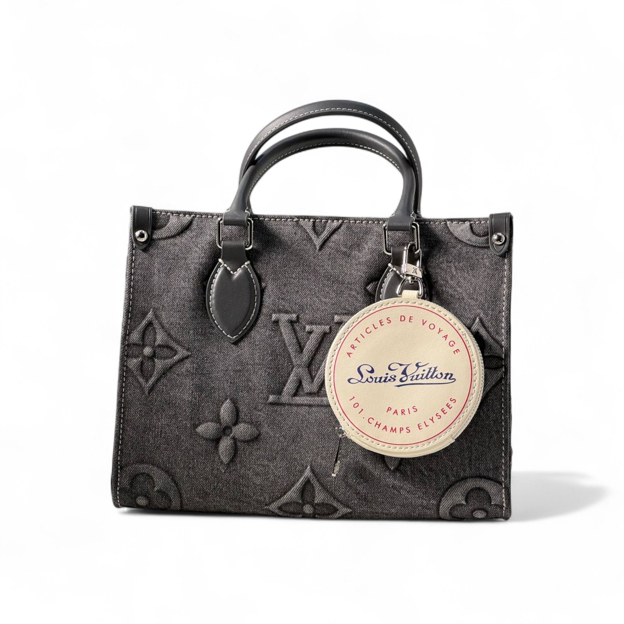 Louis Vuitton Monogram Denim Tote – Dark Grey with Vintage Paris Charm 🖤🗼