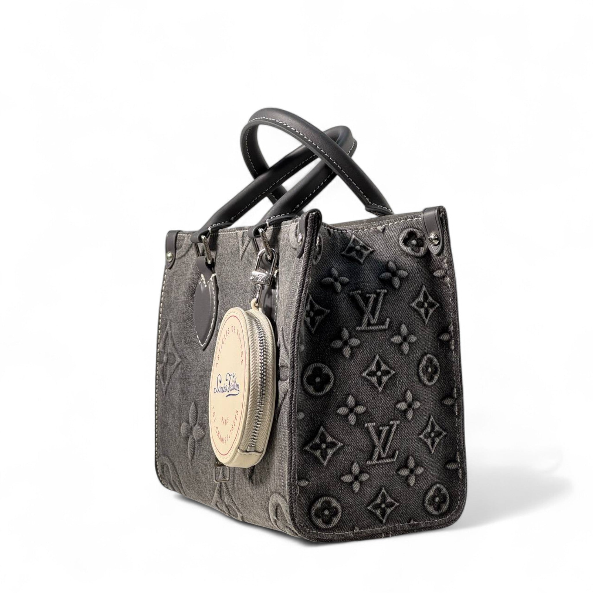 Louis Vuitton Monogram Denim Tote – Dark Grey with Vintage Paris Charm 🖤🗼
