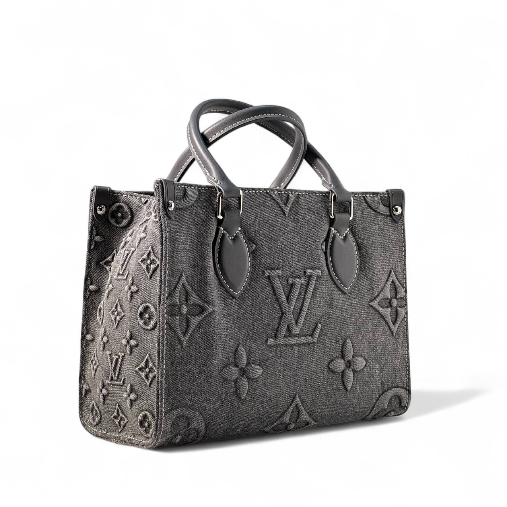 Louis Vuitton Monogram Denim Tote – Dark Grey with Vintage Paris Charm 🖤🗼