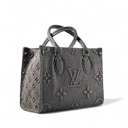 Louis Vuitton Monogram Denim Tote – Dark Grey with Vintage Paris Charm 🖤🗼