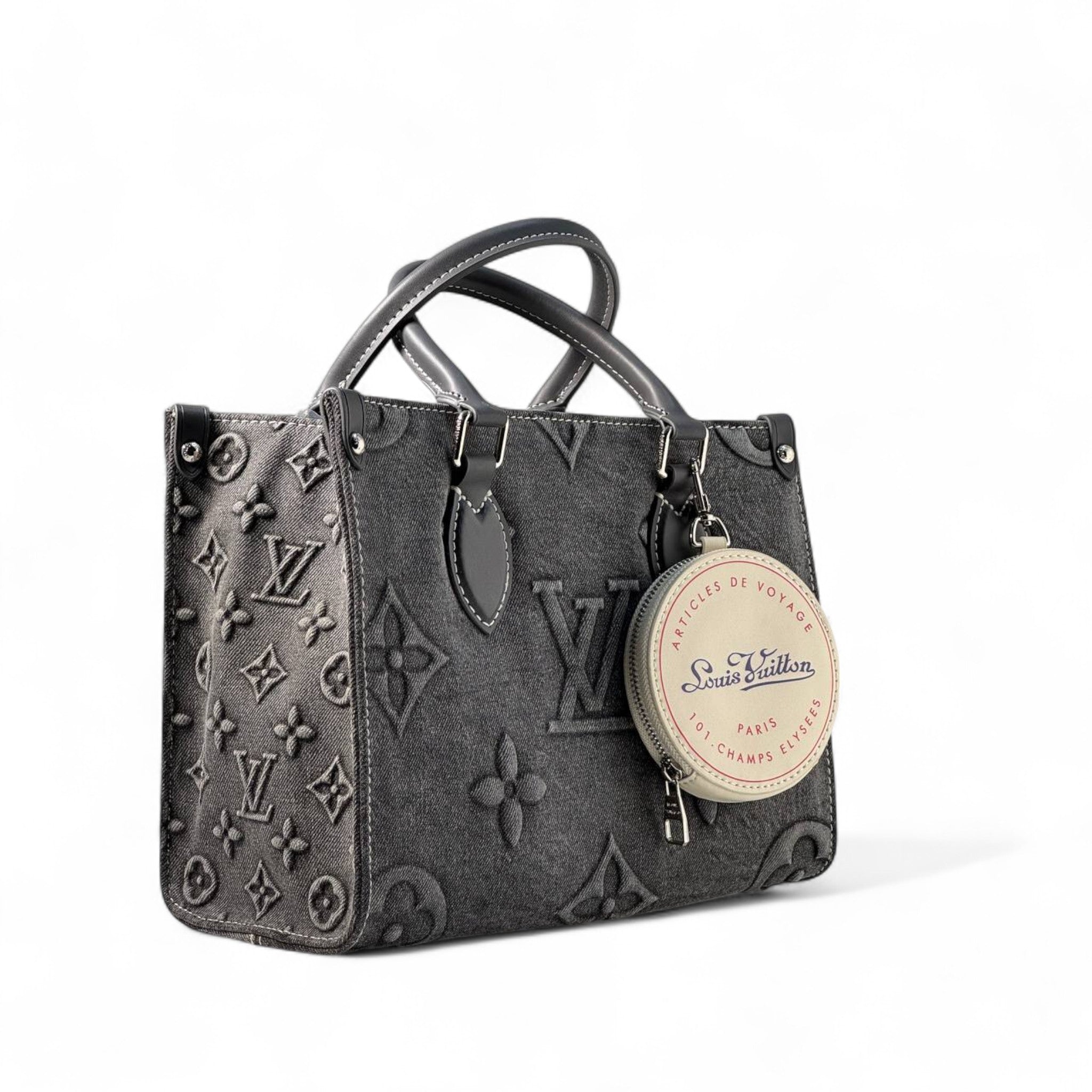 Louis Vuitton Monogram Denim Tote – Dark Grey with Vintage Paris Charm 🖤🗼