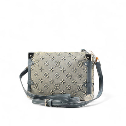 Louis Vuitton Monogram Soft Trunk – Washed Beige Denim & Blue Leather 💼💙