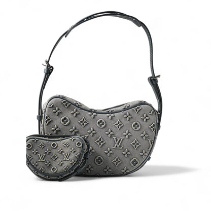 Louis Vuitton Utility Sling Set – Grey Monogram Denim with Mini Pouch 🎒🖤
