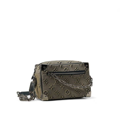 Louis Vuitton Mini Soft Trunk – Beige Monogram Denim with Chain Accent 🤍🧳