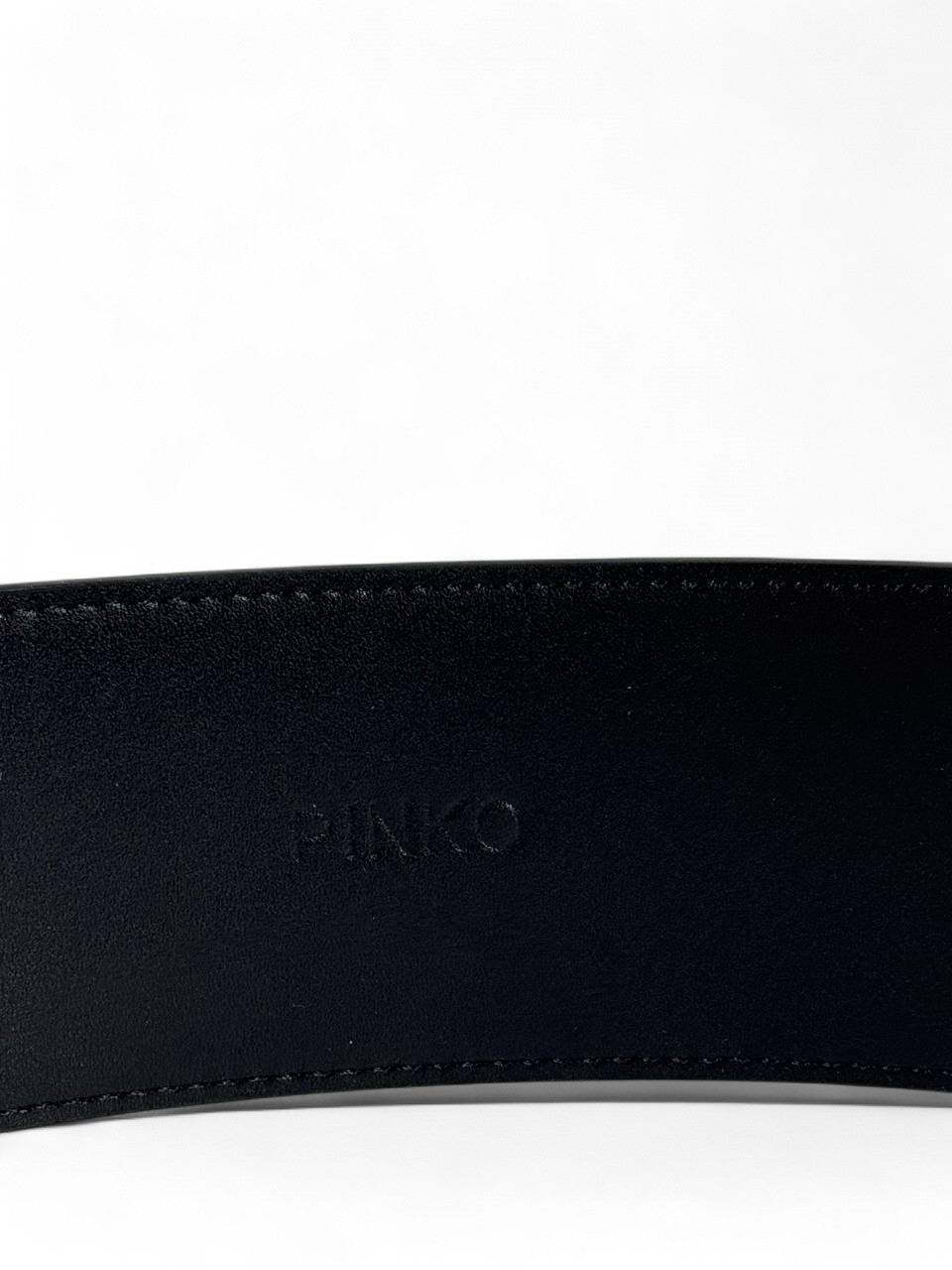 🖤 Pinko Pearl & Swallow Buckle Belt – Black Leather Luxury Accessory (125cm)