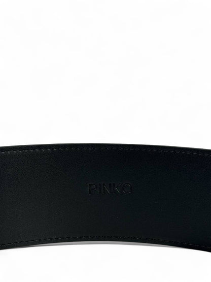 🤎 Pinko Pearl & Swallow Buckle Belt – Brown Leather Luxury Accessory (110cm)