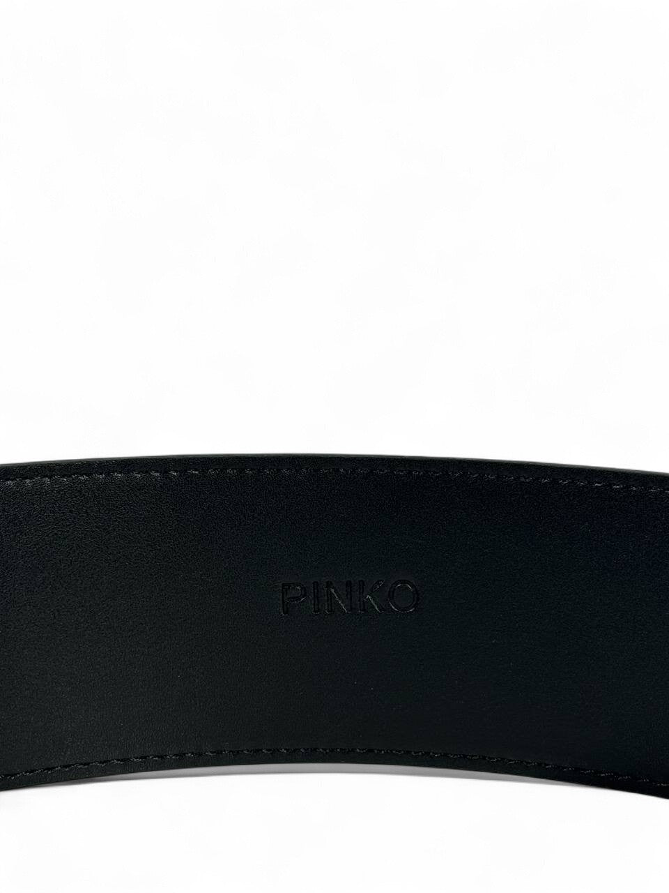 🤎 Pinko Pearl & Swallow Buckle Belt – Brown Leather Luxury Accessory (110cm)