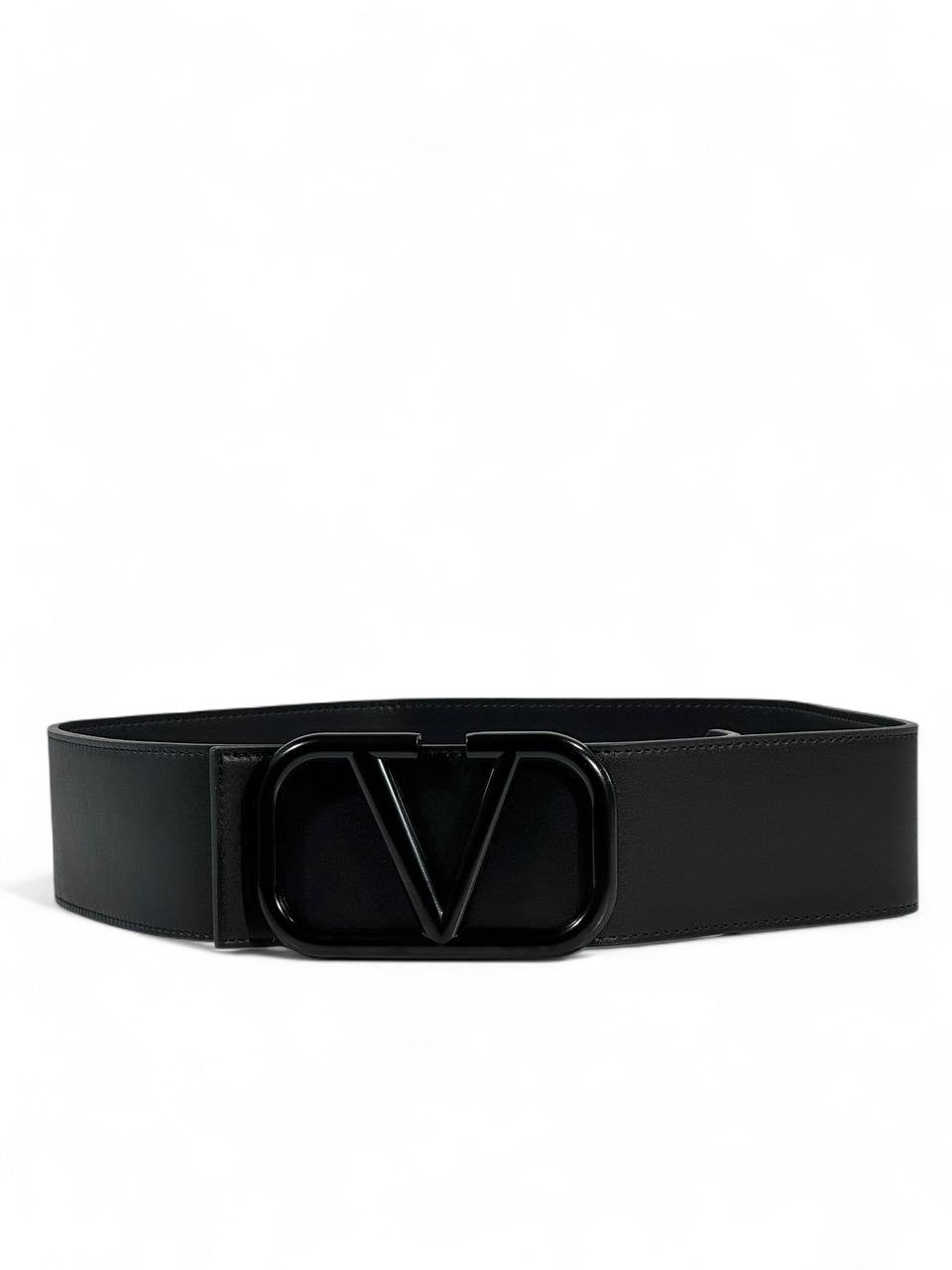 🖤 Valentino Garavani All-Black VLogo Belt – Wide Leather Luxury (120cm)