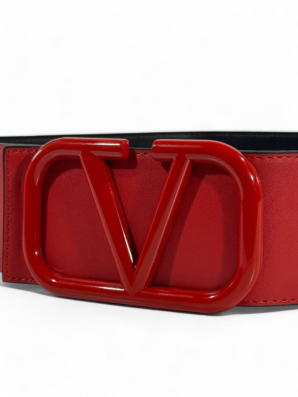 ❤️ Valentino Garavani All-Red VLogo Belt – Wide Leather Statement Luxury (115cm)