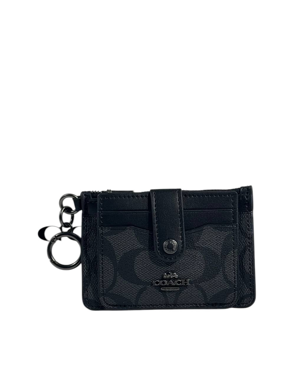 🖤 Coach Signature Canvas & Leather Keychain Wallet – Black