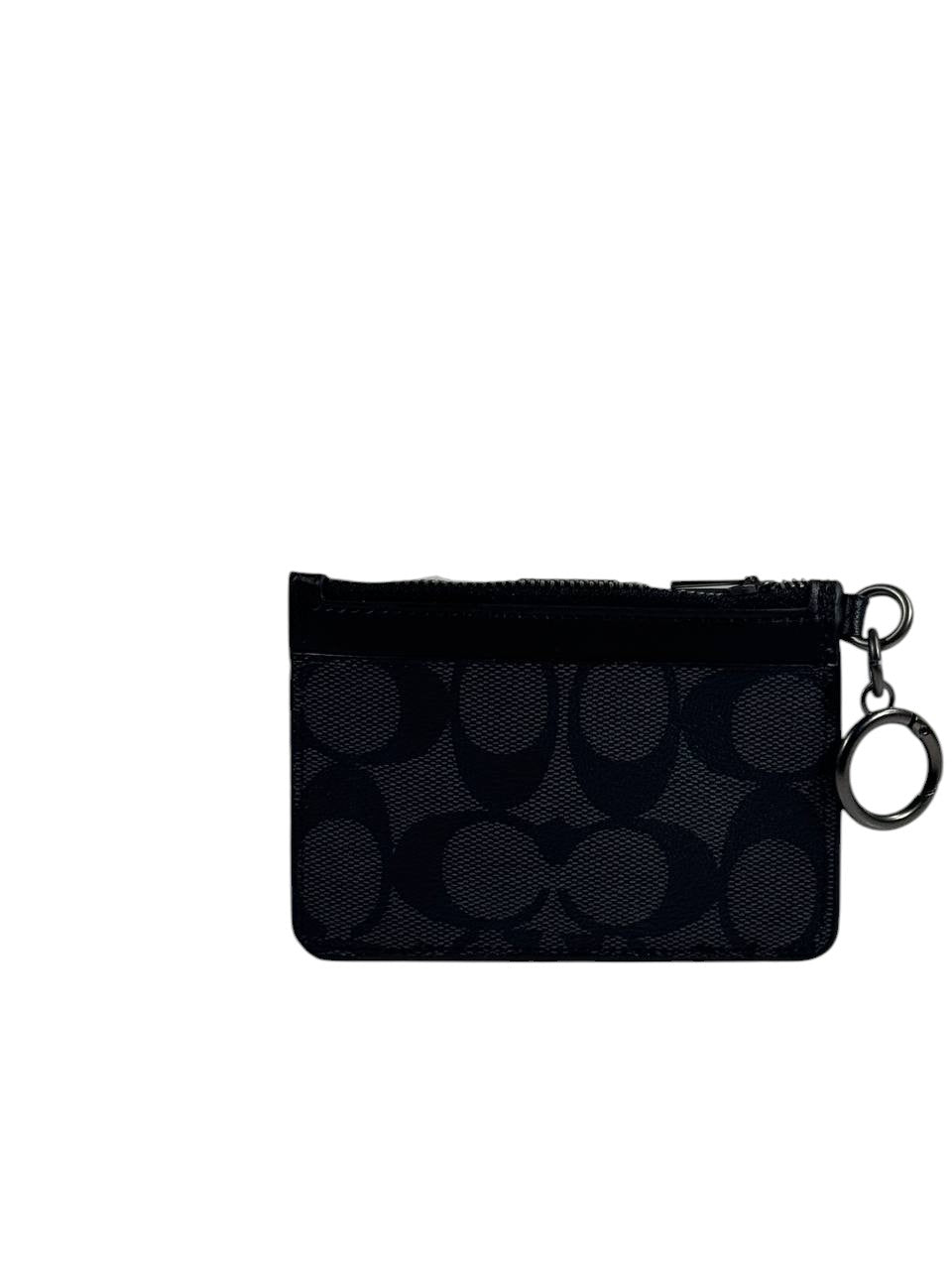 🖤 Coach Signature Canvas & Leather Keychain Wallet – Black