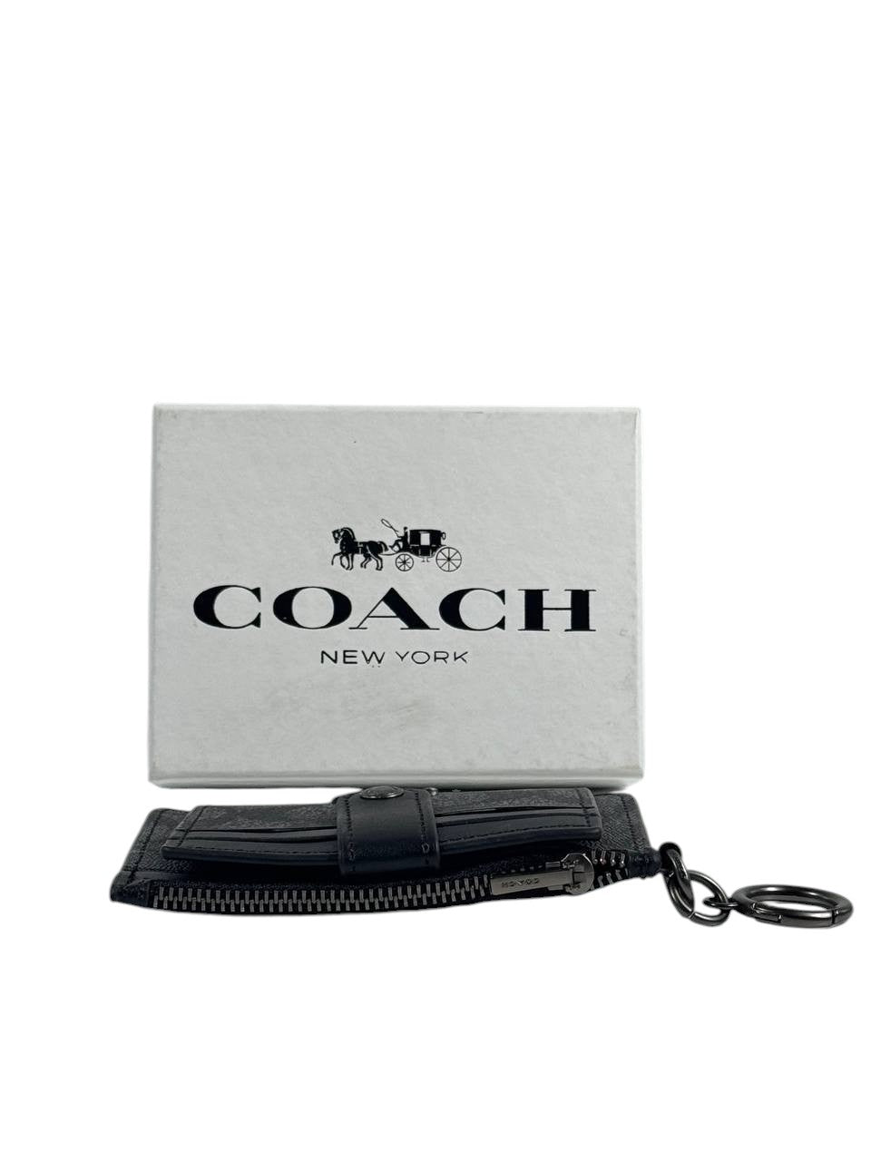 🖤 Coach Signature Canvas & Leather Keychain Wallet – Black