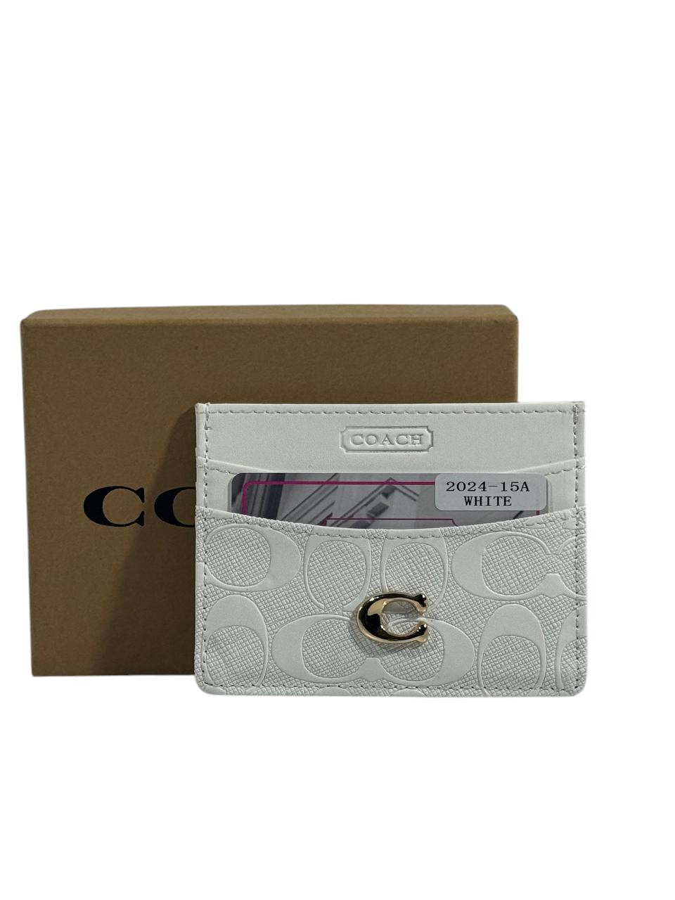 ✨ Coach Signature Slim Cardholder – White with Gold "C"