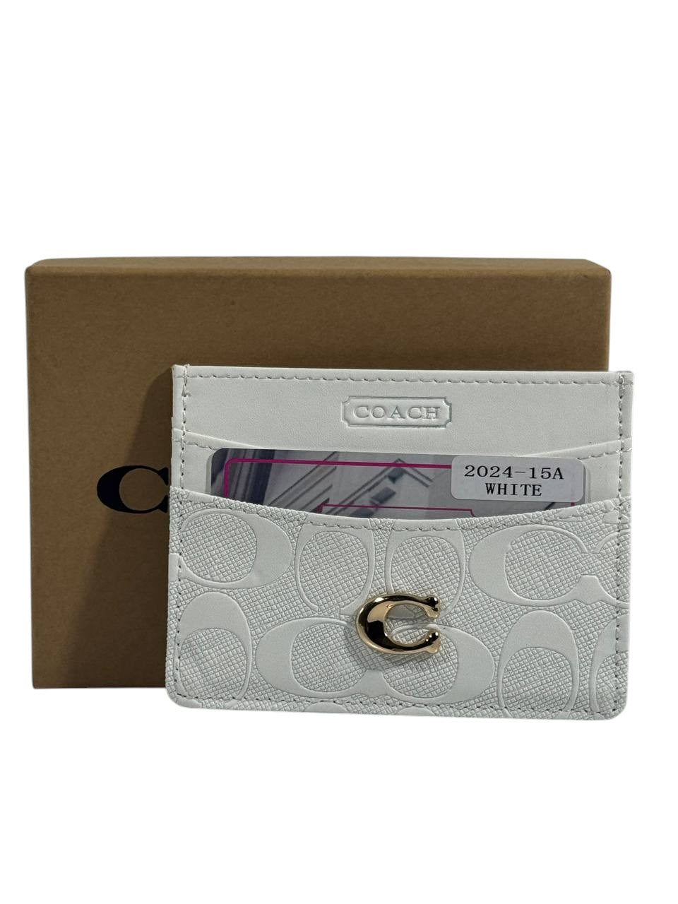 ✨ Coach Signature Slim Cardholder – White with Gold "C"
