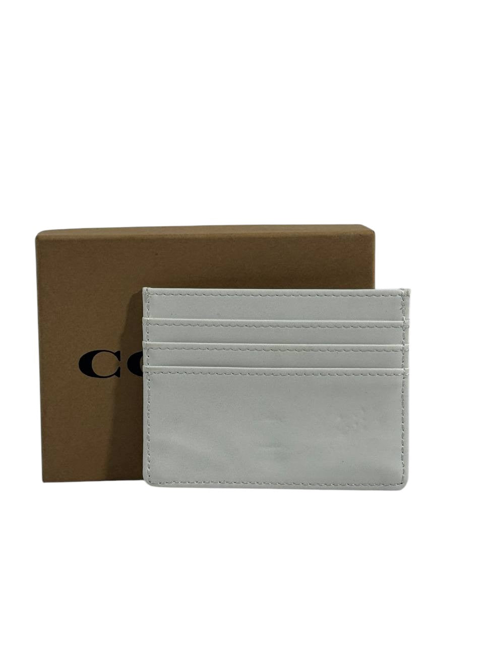 ✨ Coach Signature Slim Cardholder – White with Gold "C"