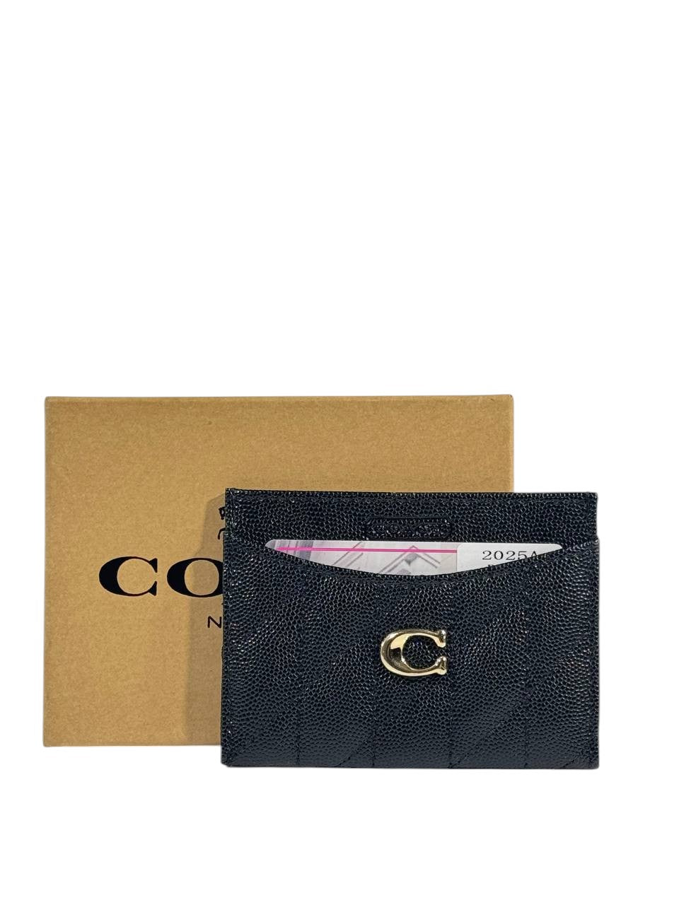 🖤 Coach Black Textured Leather Card Holder – Classic Edition