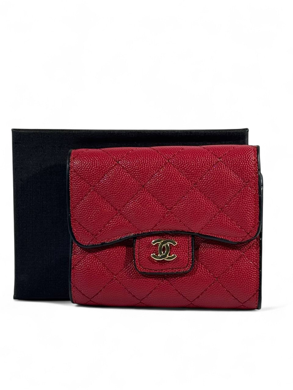 ❤️ Chanel Quilted Red Caviar Leather Wallet – Bold Elegance