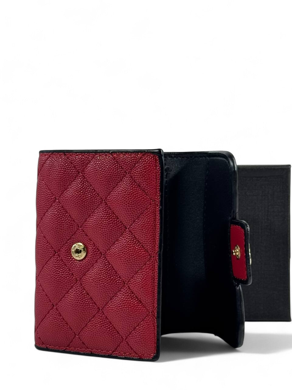 ❤️ Chanel Quilted Red Caviar Leather Wallet – Bold Elegance