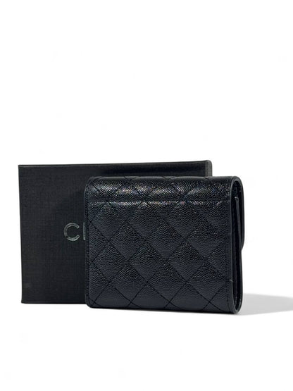 🖤 Chanel Quilted Black Caviar Leather Wallet – Timeless Luxury