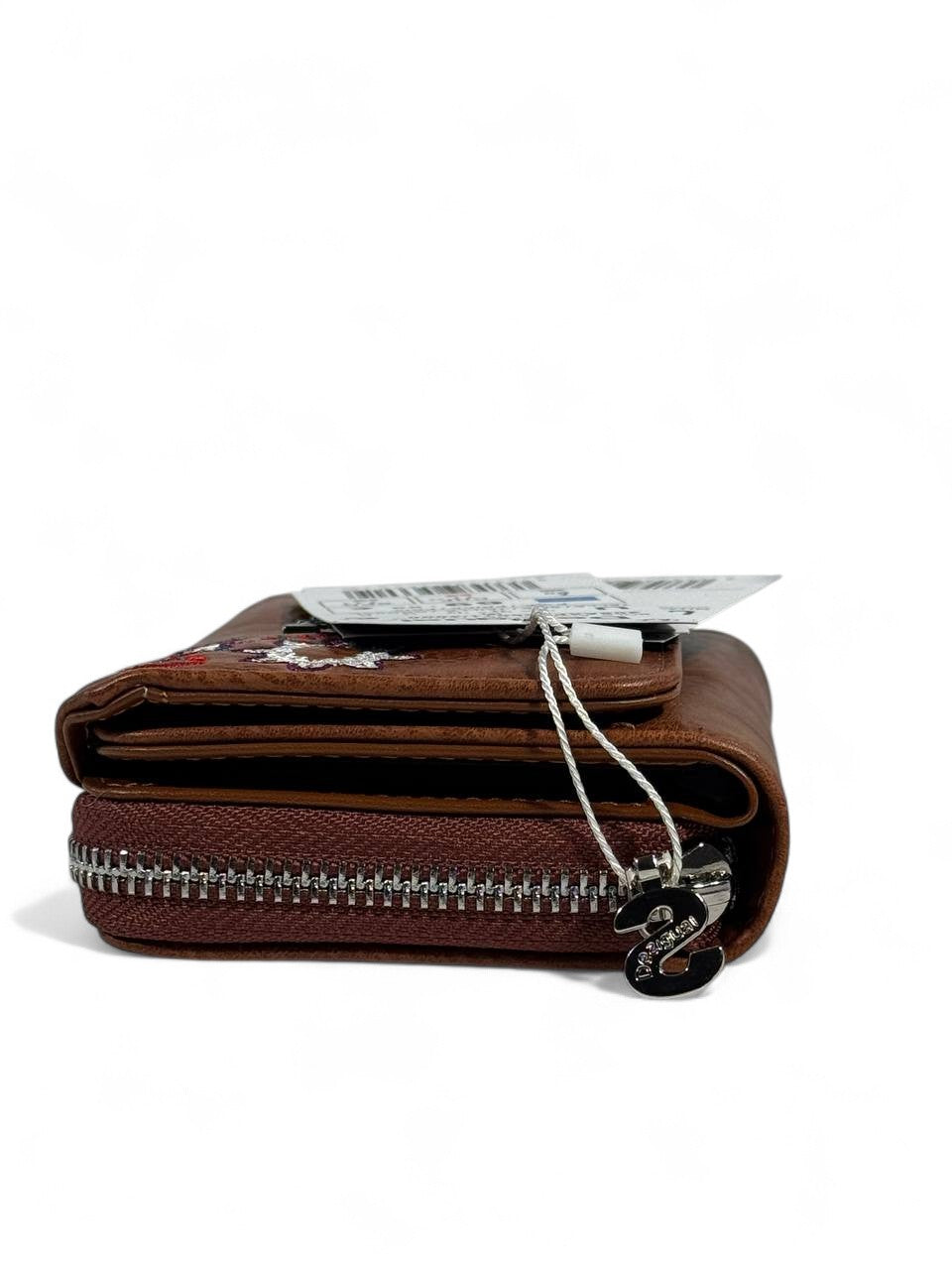 🌿 Desigual Brown Embroidered Floral Wallet – Earthy Boho Elegance