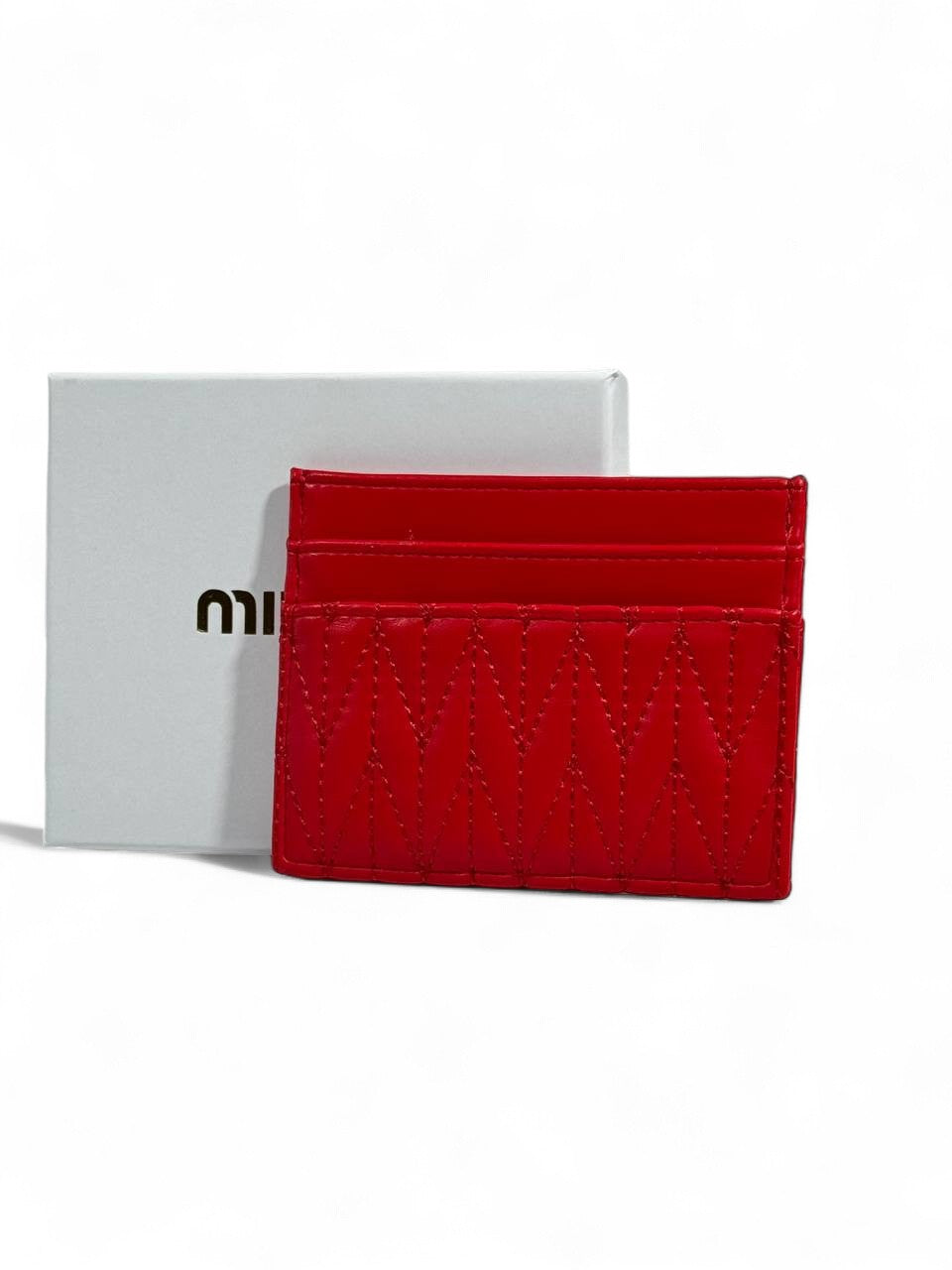 ❤️ Miu Miu Quilted Red Leather Card Holder – Bold Luxury