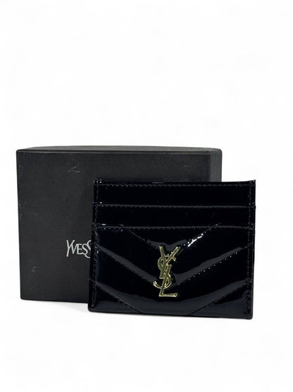 ✨ YSL Monogram Black Patent Card Holder – Glossy Icon