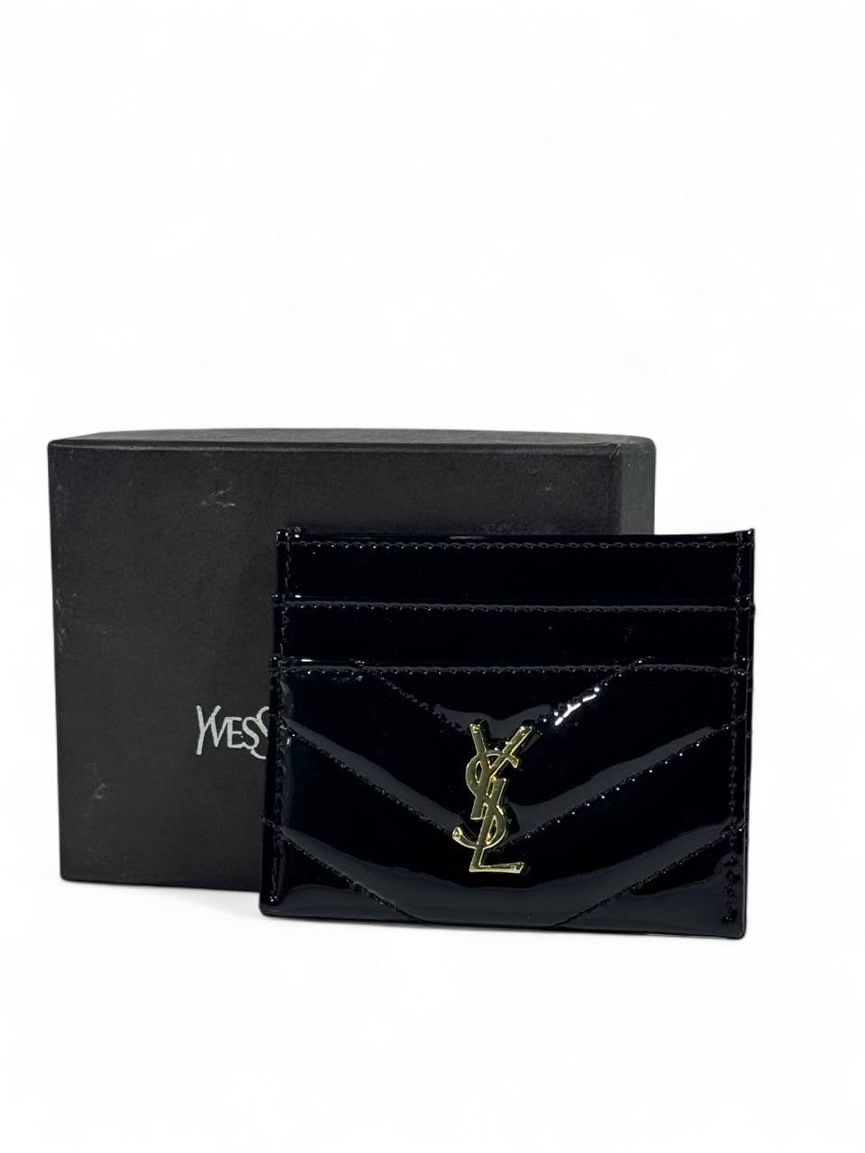 ✨ YSL Monogram Black Patent Card Holder – Glossy Icon