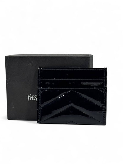 ✨ YSL Monogram Black Patent Card Holder – Glossy Icon