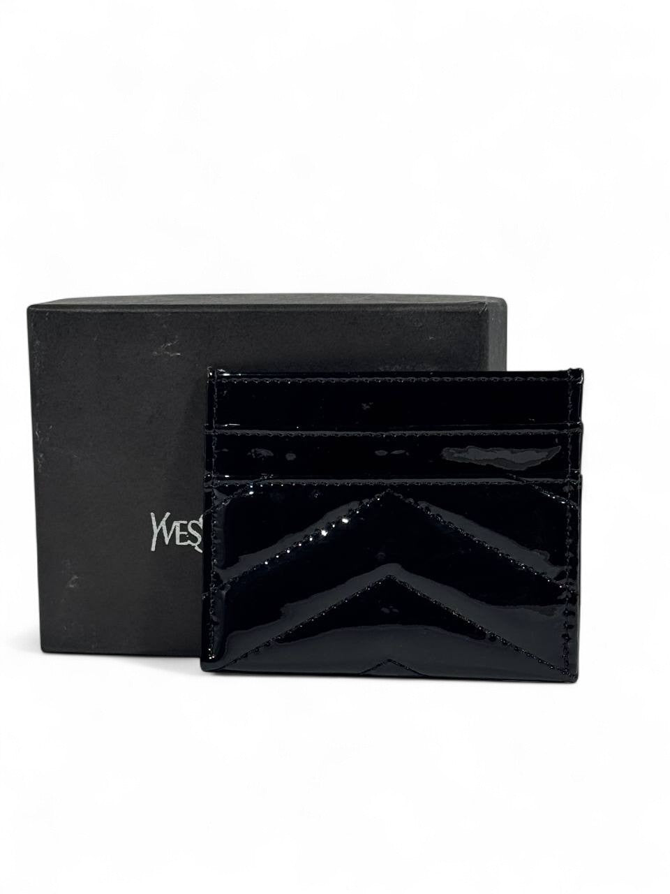 ✨ YSL Monogram Black Patent Card Holder – Glossy Icon