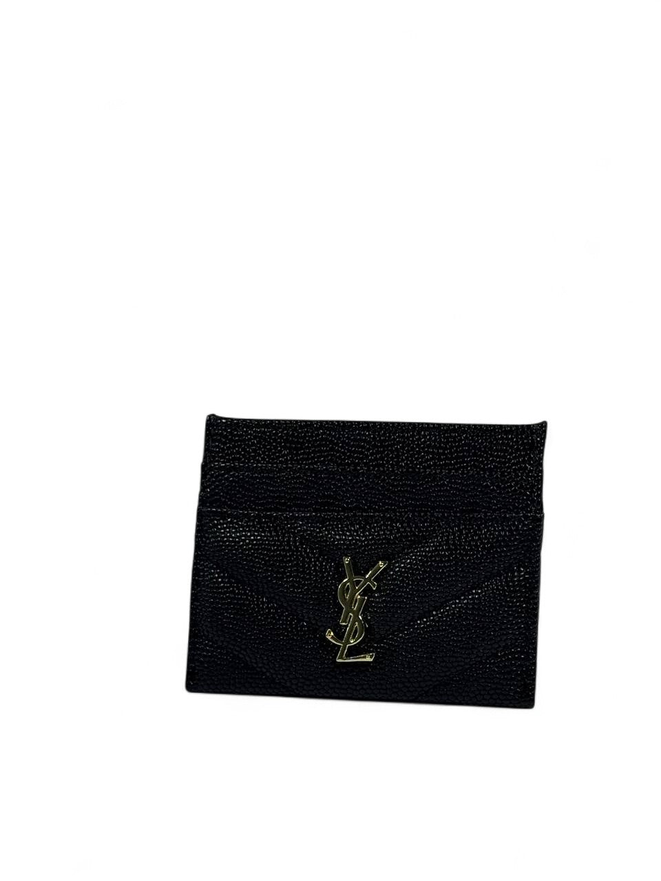 ✨ YSL Textured Black Leather Card Holder – Timeless Luxury
