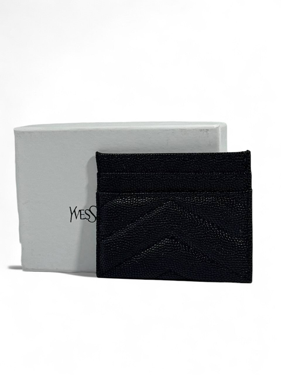 ✨ YSL Textured Black Leather Card Holder – Timeless Luxury
