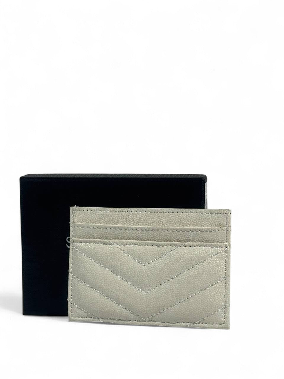 🤍 YSL White Leather Card Holder – Iconic Parisian Elegance