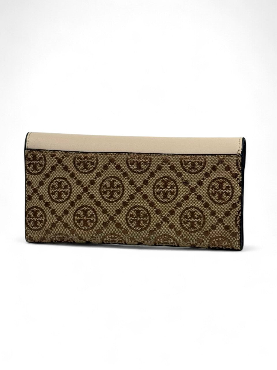 🤎 Tory Burch-Inspired Long Wallet – Beige & Brown Monogram