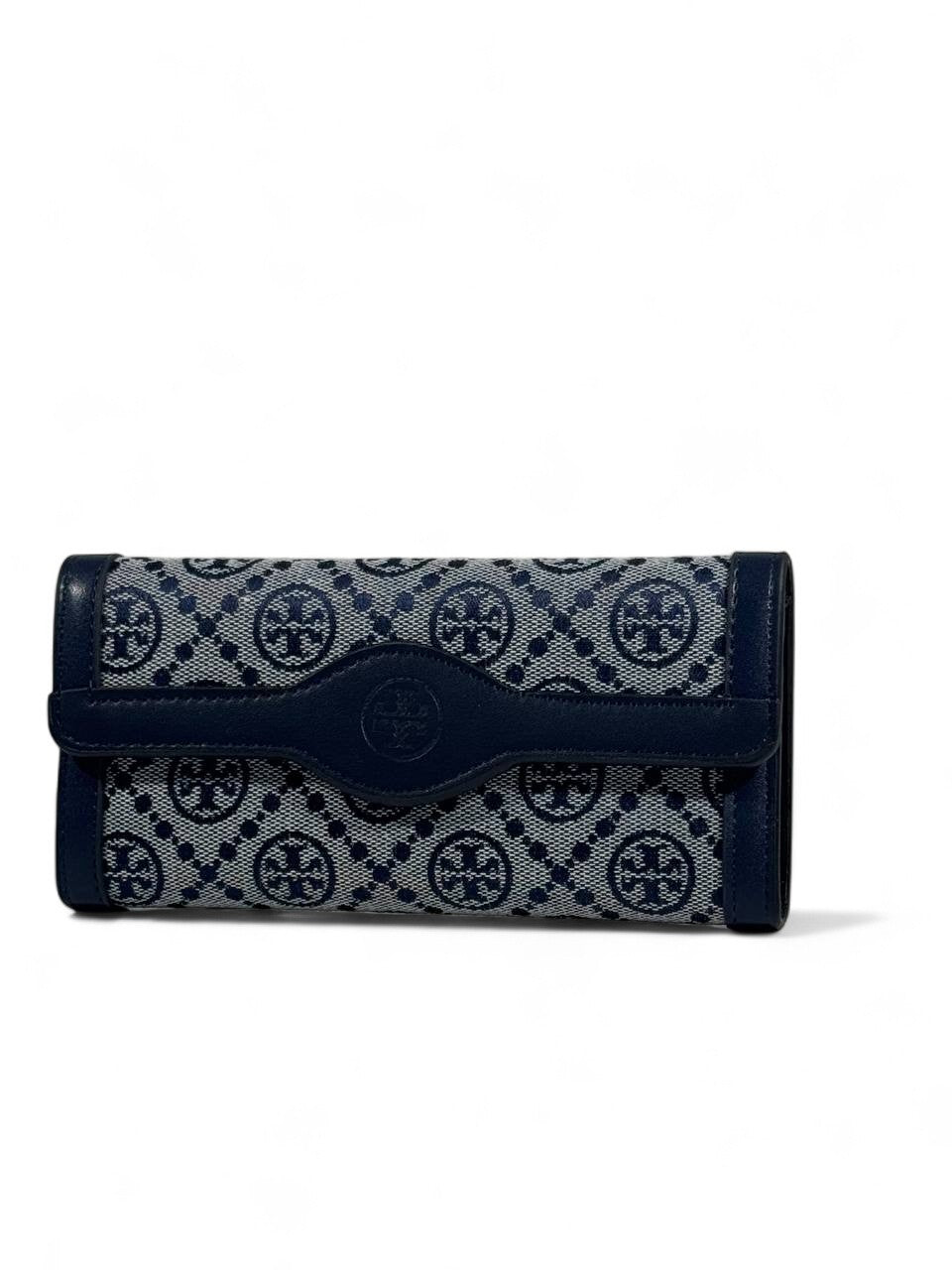 💙 Tory Burch-Inspired Long Wallet – Navy Monogram Elegance