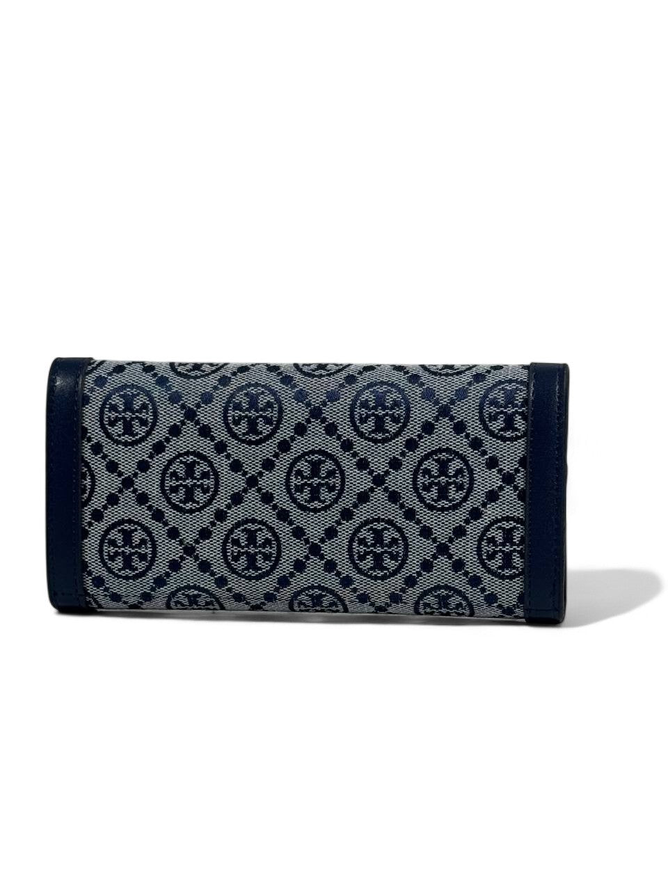 💙 Tory Burch-Inspired Long Wallet – Navy Monogram Elegance
