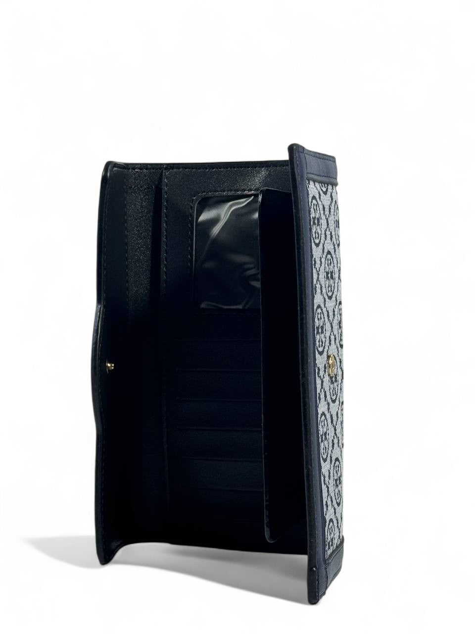 💙 Tory Burch-Inspired Long Wallet – Navy Monogram Elegance