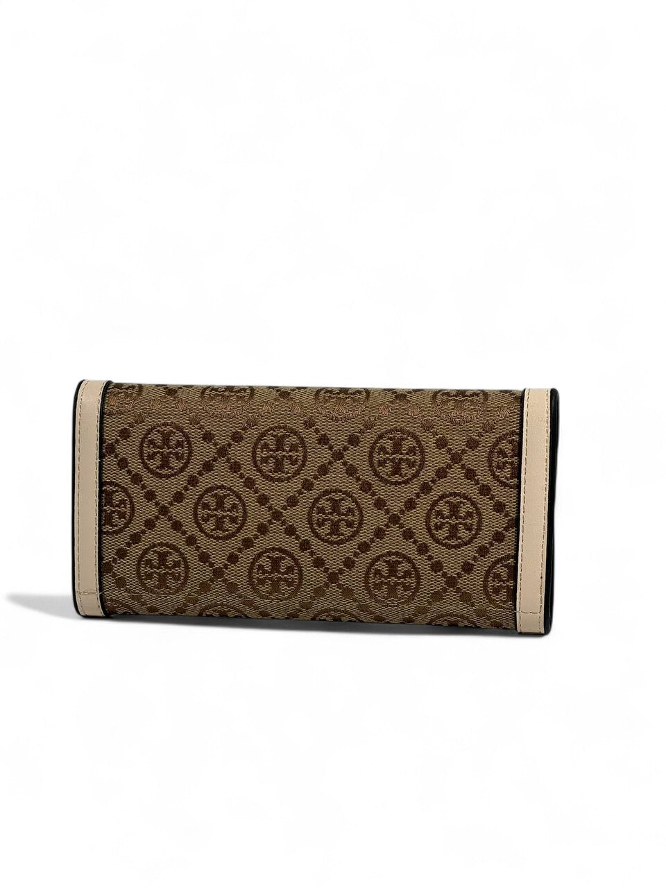 🤎 Tory Burch-Inspired Long Wallet – Brown & Beige Monogram