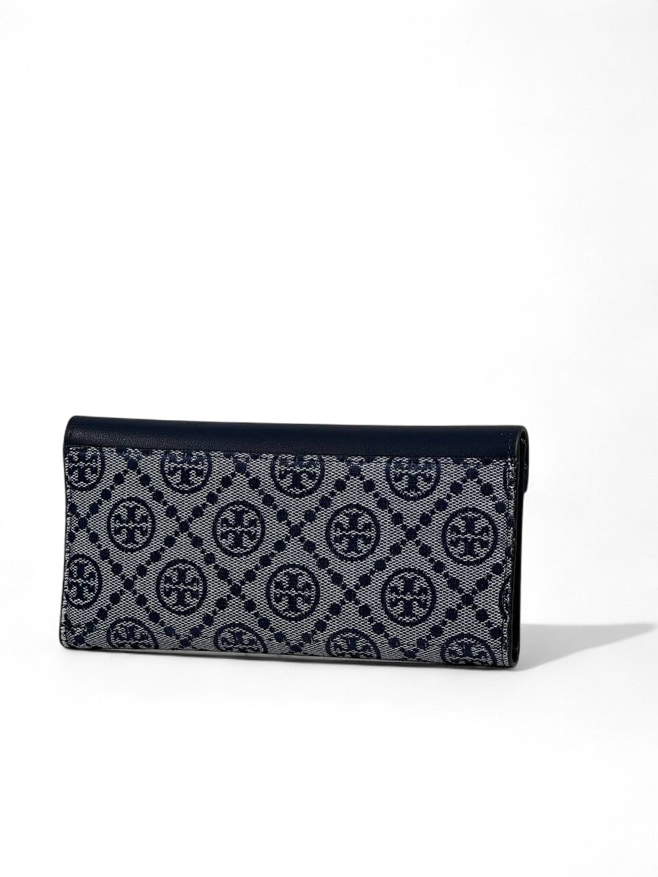💙 Tory Burch-Inspired Long Wallet – Navy Blue Monogram