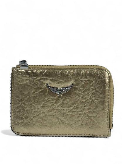 🌟 Zadig & Voltaire-Inspired Metallic Gold Zip Wallet