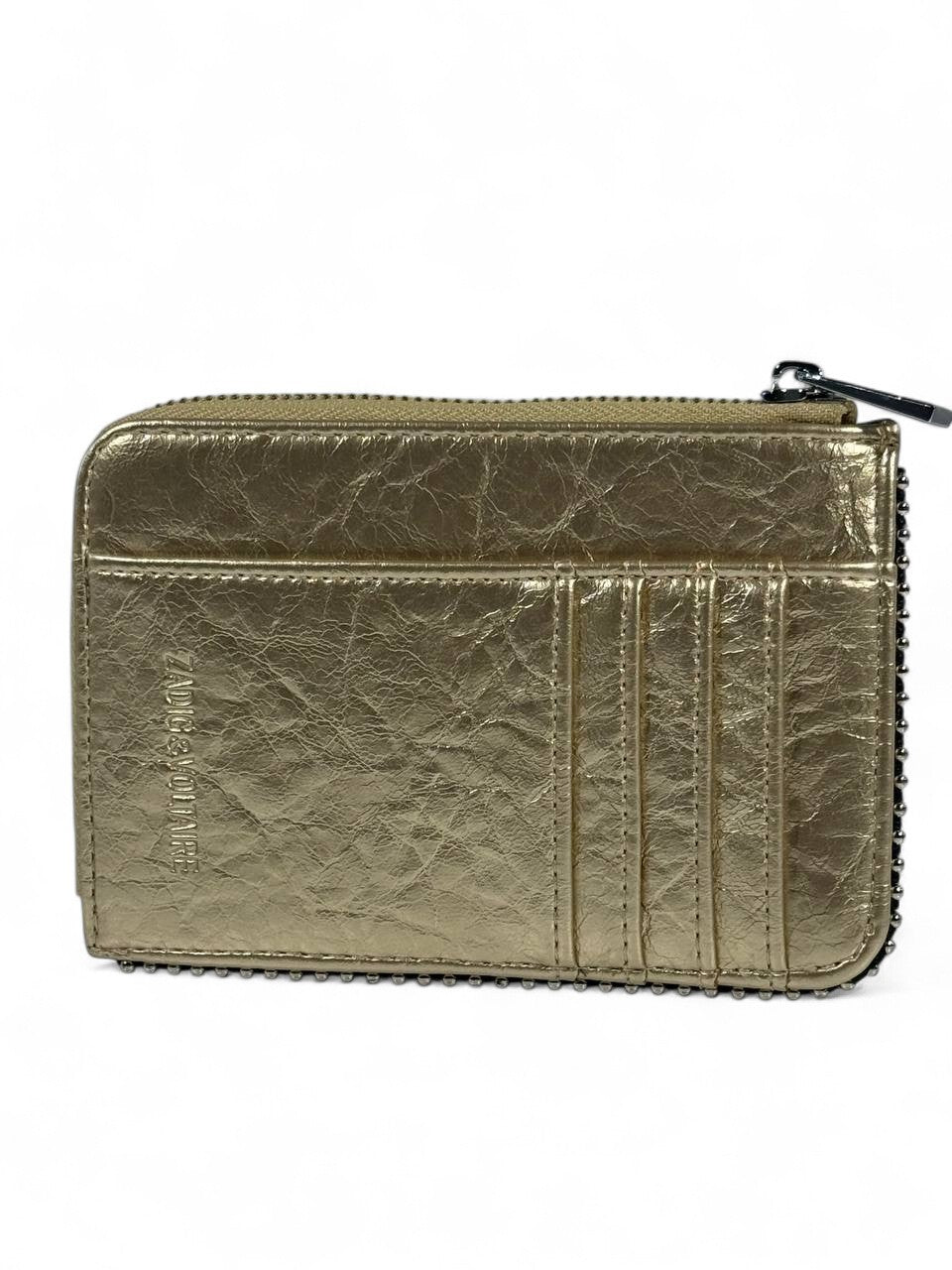 🌟 Zadig & Voltaire-Inspired Metallic Gold Zip Wallet