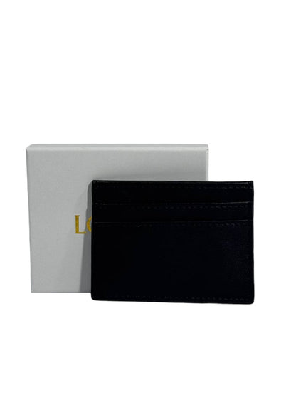 🖤 Loewe-Inspired Black Leather Card Holder with Gold Anagram