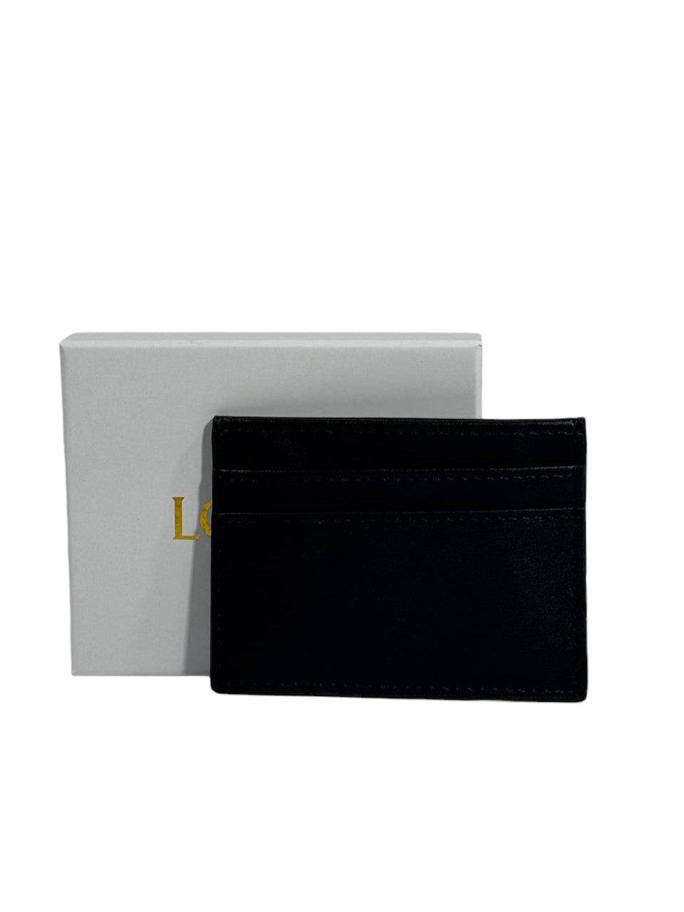 🖤 Loewe-Inspired Black Leather Card Holder with Gold Anagram