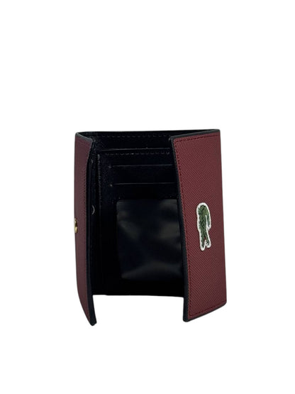 🐊 Lacoste Burgundy Trifold Wallet – Timeless Elegance ✨