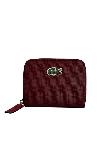 🐊 Lacoste Burgundy Zip-Around Wallet – Modern Chic ✨