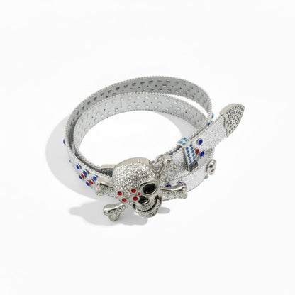 💀 Skull Crystal Belt – Ice Silver Edition
