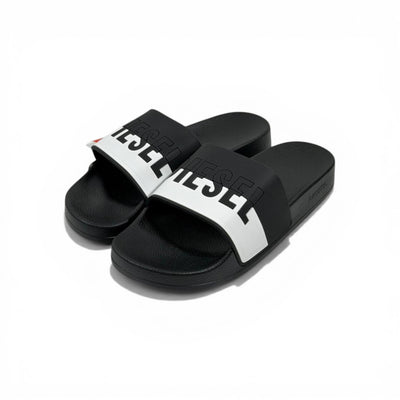 🖤 Diesel Slides – Black & White Logo Edition 🔥🩴