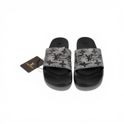 🖤 Louis Vuitton Slides – Grey Monogram Brush Edition 🎨🔥