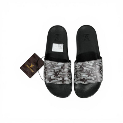 🖤 Louis Vuitton Slides – Grey Monogram Brush Edition 🎨🔥